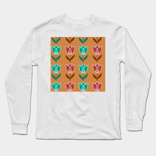 Bright and colourful tulips pattern in Sundial mustard yellow Long Sleeve T-Shirt